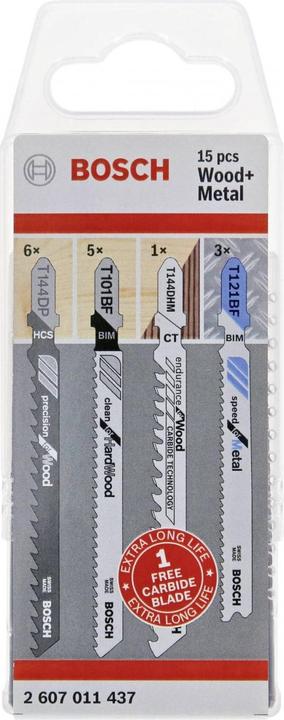 Actual product image Bosch Professional Zubehör 15-piece jigsaw blade set for wood and metal, T-shaft