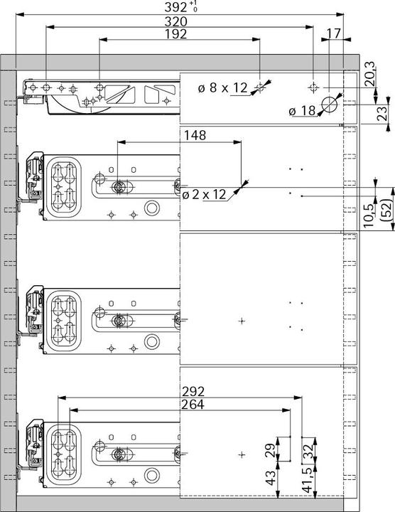 Produktbild Hettich Schreibtischcontainer-Set VAZ mit Silent System 1 HE + 2 HE + 2.5 HE + 2.5 HE