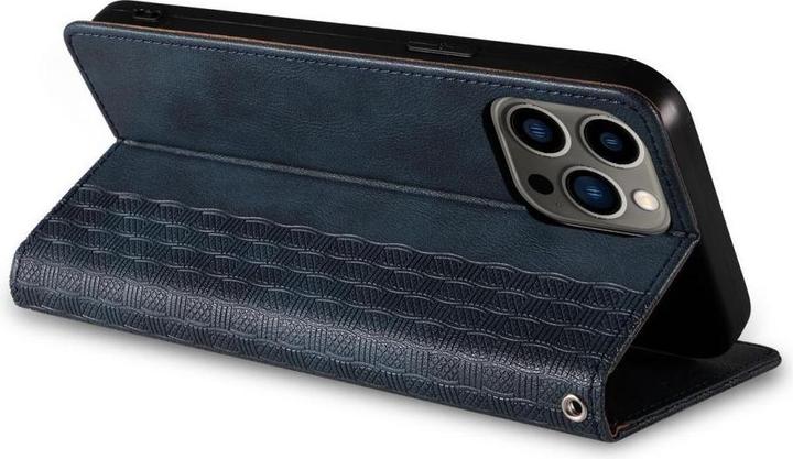 Actual product image Hurtel Magnet Strap Case iPhone 14 Pro Flip Wallet Mini Lanyard Stand Blue (Apple iPhone 14 Pro)