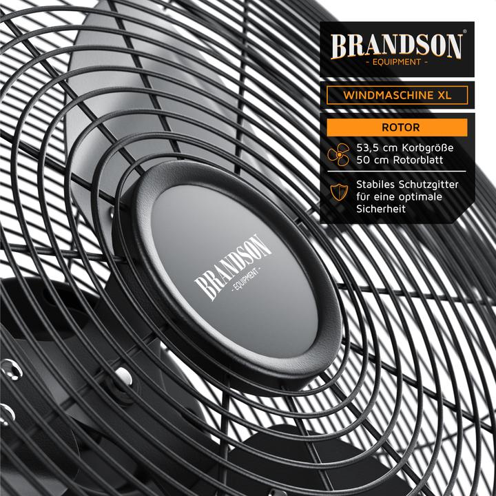 Produktbild Brandson Windmaschine 53,5 cm Ø, Retro Bodenventilator 200W neigbar, Tragegriff, hoher Luftdurchsatz, schwarz (67 dB)