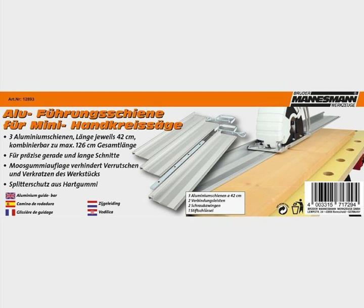 Image du produit Mannesmann Rail de guidage pour mini scie circulaire portative M12892 (43 cm)