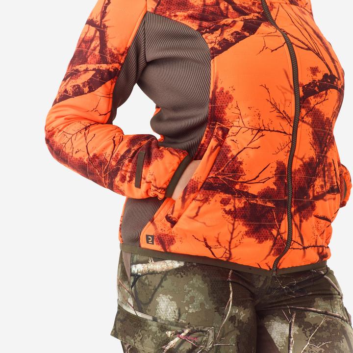 Produktbild Solognac Women’s 3-in-1 warm silent waterproof hunting jacket neon camouflage 500 (34)