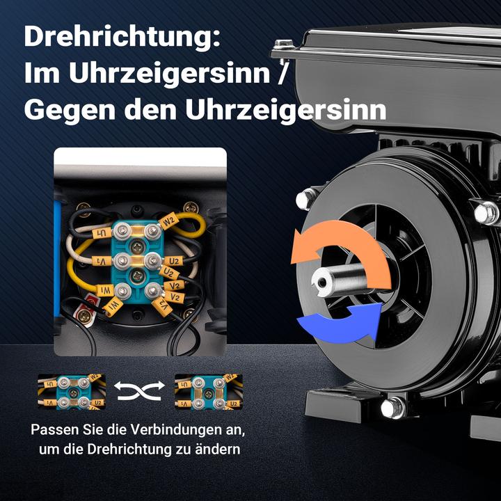 Produktbild Wiltec Elektromotor 1-phasig 4-polig Elektro Motor 0,37kW Einphasenmotor Motor