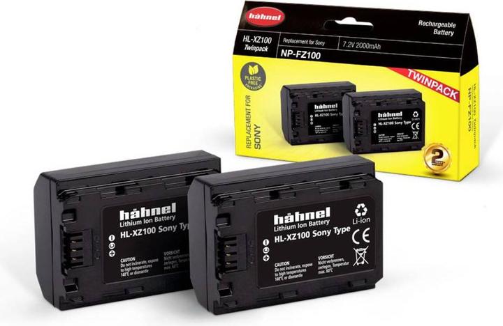 Produktbild Hähnel HL-XZ100, 2er Kamera-Akku ersetzt Original-Akku NP-FZ100 7.2 V 2000 mAh (Kamera Akku)