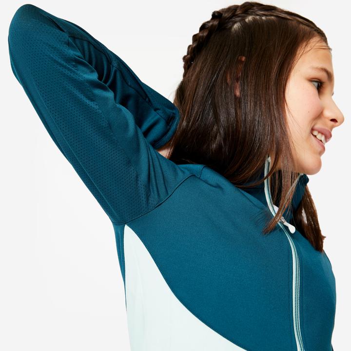 Image du produit Decathlon Veste de survêtement fille cintrée - bleu/vert (12, 13, 14)