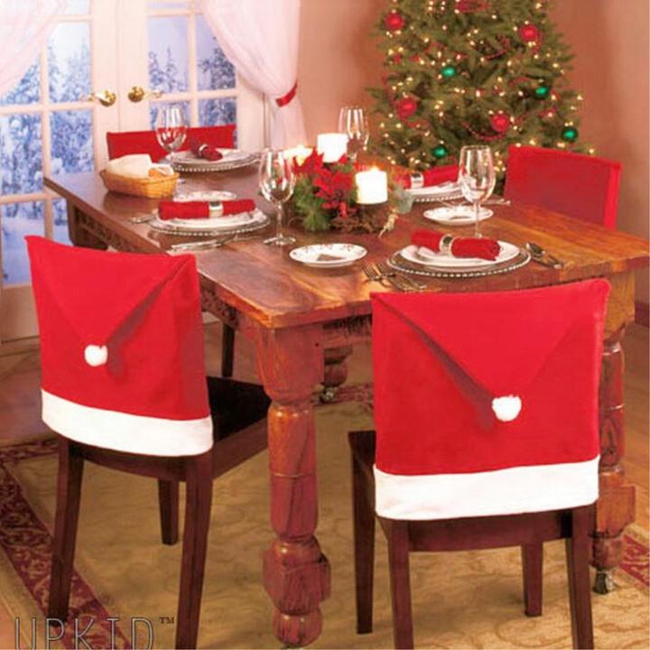 Image du produit Ueli Express Housses de chaises de Noël 3 en 1 au design de chapeau de Père Noël