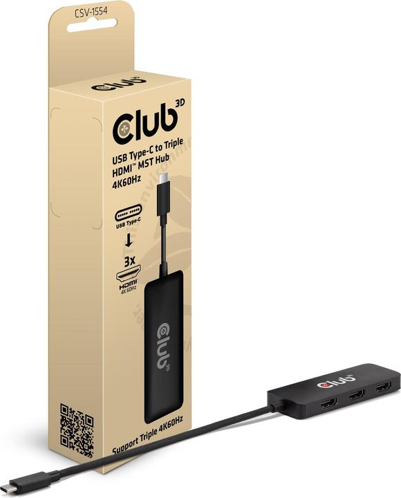 Club 3D Club3D MST-Hub USB 3.2 Typ C > 3x HDMI 4K60Hz St/Bu retail (USB-C, 3 Ports)