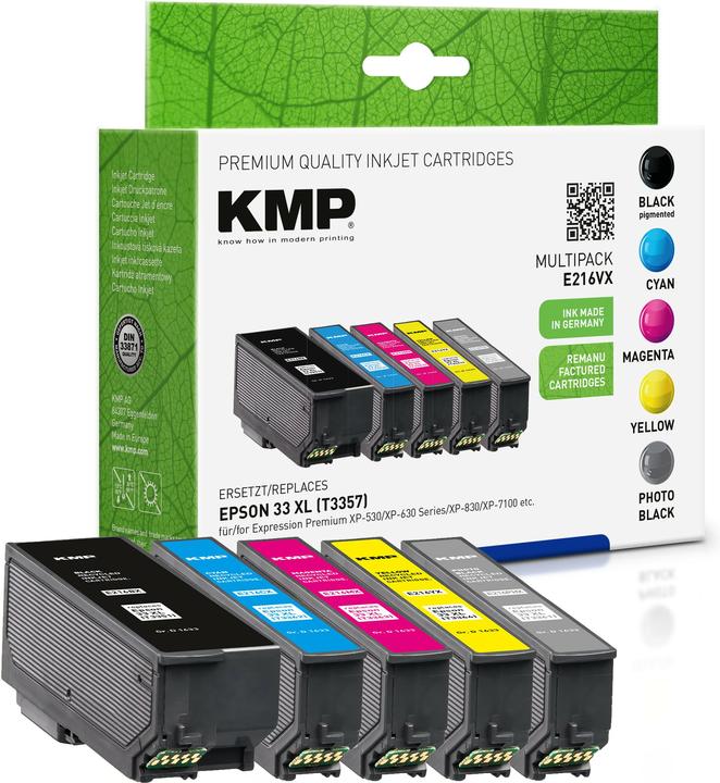 KMP E216VX Multipack BK/PBK/CMY kompatibel mit Epson T 3357 XL (M, PBK, BK, C, Y)