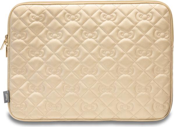 Actual product image Hello Kitty Sleeve HKCSZPEKHBPD 14" złoty/gold Zip PU Quilted Bows (14")