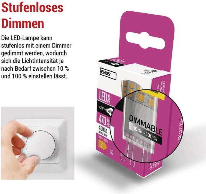 Produktbild Emos LED Lampe Classic (G9, 4.20 W, 470 lm, 1 x, E)