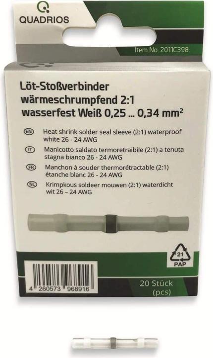 Produktbild Quadrios 2011C398 Stossverbinder 0.25 mm² 0.34 mm² Vollisoliert Weiss 20 St.