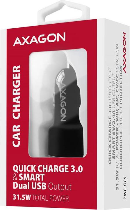 Immagine prodotto Axagon PWC-QC5 - auto - accendisigari - 12 V - nero