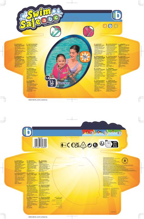 Actual product image Bestway Swim Safe ABC Svømme Traeningsvest UPF 50+ w/aermer, Skum 11-30 kg Grøn (One size, 11 - 30 kg)