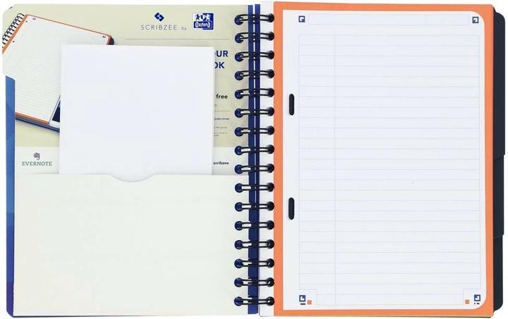 Actual product image Oxford School A5+ Polypropylene Cover Twin Wire 6 Holes Projectbook Ruled 240 Pages Blue Scribzee® Compatib (A5, Lined, Soft cover)