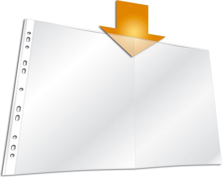 Actual product image Durable Leaflet sleeve, DIN A3 landscape, PP, transparent, 0.06 mm open at top, folded to A4, Universa...