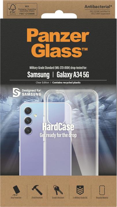 Actual product image PanzerGlass HardCase Samsung A34 5G A346 Antibacterial Military grade clear 0444 (Samsung Galaxy A34 5G)