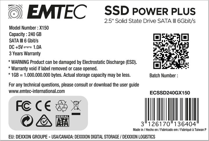 Immagine prodotto Emtec X150 Power Plus (240 GB, 2.5")