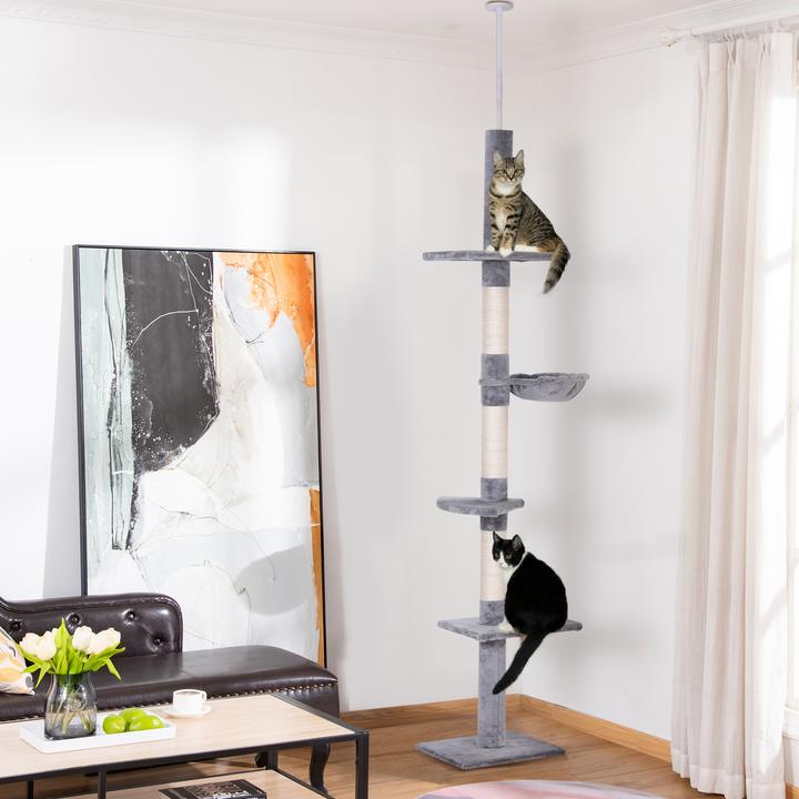 Produktbild PawHut Kratzbaum höhenverstellbar (260 cm, Grau)