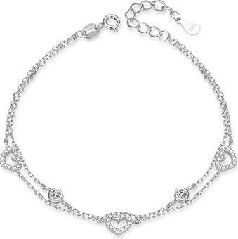 Actual product image Agato Double Silver Bracelet With Zircons Agb77121