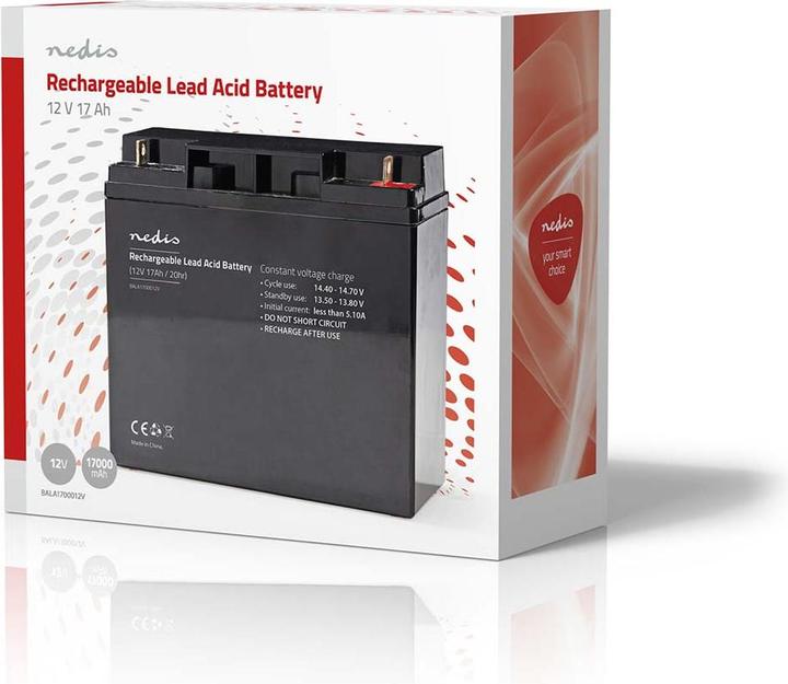 Immagine prodotto Nedis Batteria al piombo ricaricabile| Al piombo| Ricaricabile| 12 V| 17000 - (1 pz., Specifico del dispositivo, 17000 mAh)