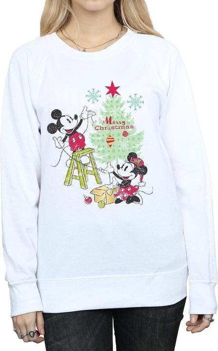 Actual product image Disney Womens/Ladies Mickey And Minnie Christmas Tree Sweatshirt (XXL)