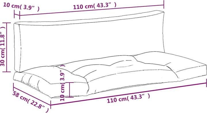 Immagine prodotto VidaXL Cuscino per pallet 58X58X10 Cm Tessuto Oxford (110 x 58 x 10 cm)