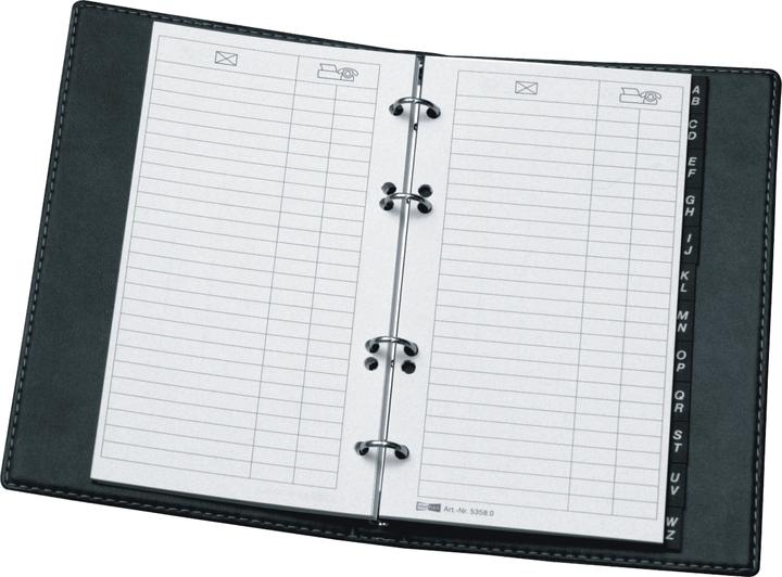 Produktbild Veloflex Telefonbuch Exquisit, 4-Rund-Ring-Mechanik, 16 mm, A5, 145 x 225 mm, schwarz (A5, 225 mm, 1 Stück)