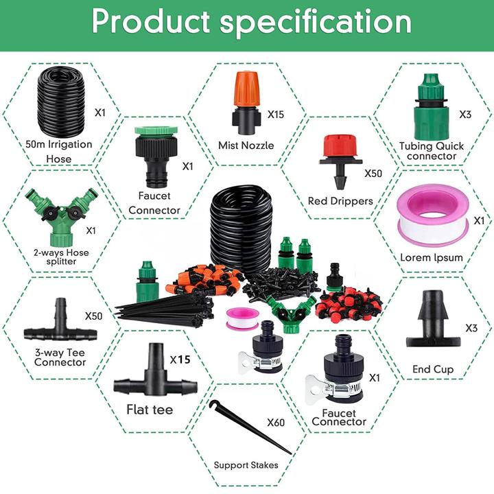 Produktbild Anjun 200-teiliges Set Gartenbewässerungssystem (Tropfbewässerung Set)