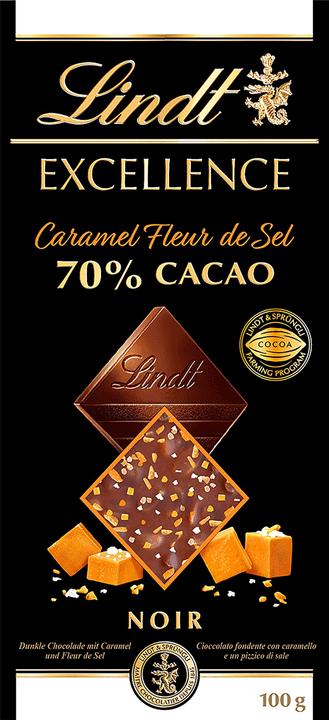 Immagine prodotto Lindt Tavoletta di cioccolato Excellence Dark Caramel Fleur de Sel 70% Cacao (100 g)