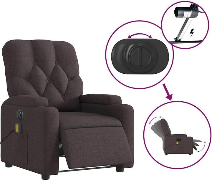 Actual product image VidaXL Massage armchair TV armchair recliner electric dark brown fabric
