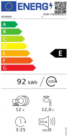 Label énergétique Heinner HDW-FS6006DGE++