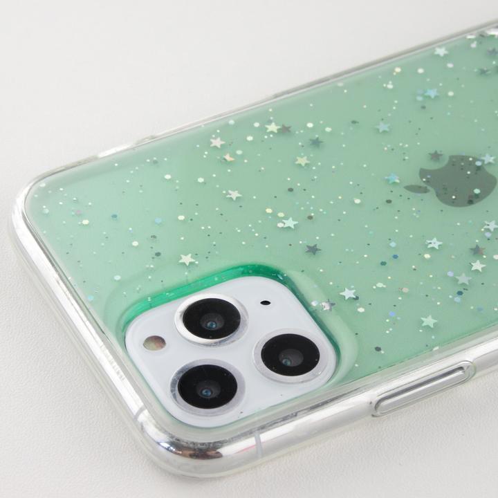 Actual product image PhoneLook Cover rubber silver sequins with ring green (Apple iPhone 11 Pro)