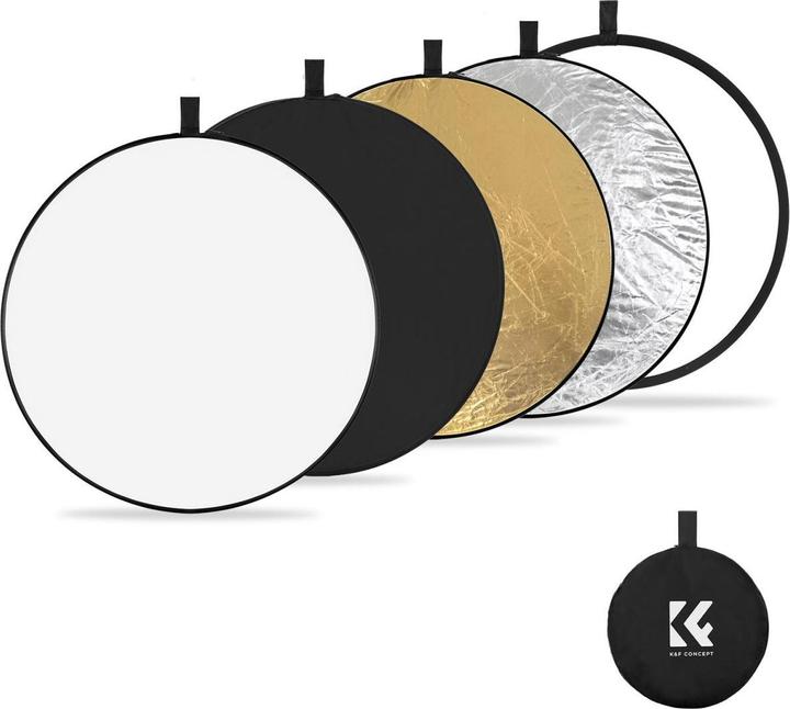 K&F Concept 5 in 1 Circular Photography Reflector 80cm Gold Sliver Black White Translucent Panel Five Ligth Effe