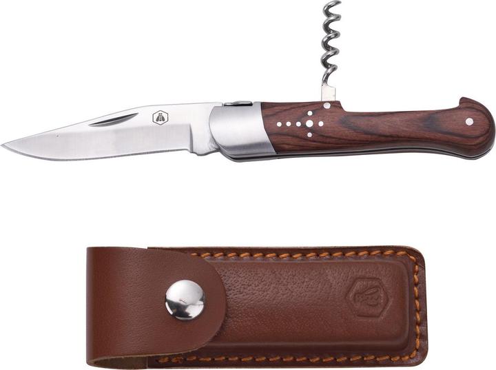 Image du produit Laguiole Couteau De Chasse &Corkscrew Pochette En Cuir Rosewood