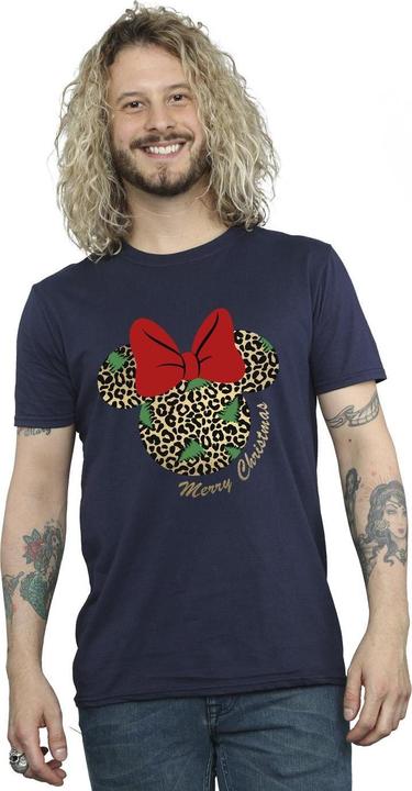 Actual product image Disney Mens Minnie Mouse Leopard Christmas T-Shirt (L)
