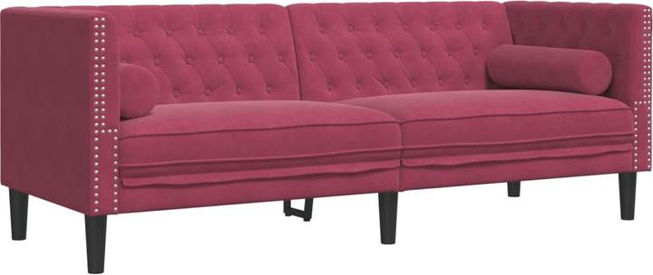 Image du produit VidaXL Canapé Chesterfield Coussin 3 places Canapé rembourré Vin rouge Velours (Chesterfield)