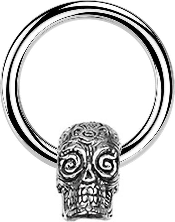 Image du produit Star Piercing Micro Closure anneau argent Jour des morts crâne argent (Laiton, Acier chirurgical 316L)