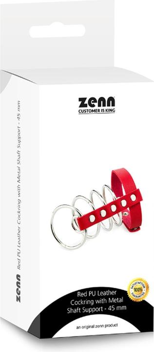 Produktbild Zenn Roter PU-Leder-Cockring mit Metallschaft (5 cm)