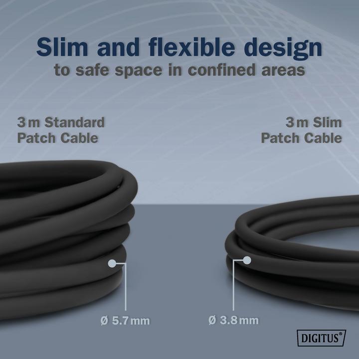 Actual product image Digitus CAT 6A class Ea, F/FTP, twisted pair patch cable, Cu, LSZH, AWG 32/7, length: 0.5 m, black (F/FTP, CAT6a, 0.50 m)
