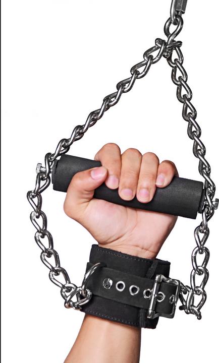 Actual product image XR Brands Fur Lined Nubuck Leather Suspension Cuffs with Grip