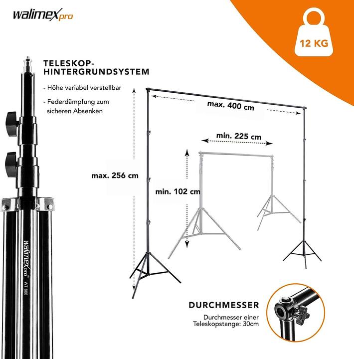 Actual product image Walimex Telescope background system 2.25-4m (400 cm, 256 cm)