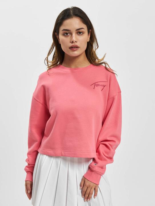 Actual product image Tommy Hilfiger Tommy Jeans Long Sleeve Sweatshirt Round Neck Logo Embroidery Pink Size S (S)