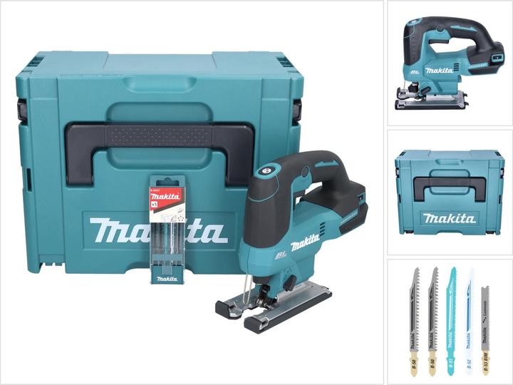 Makita DJV 184 ZJ Battery jigsaw 18 V Brushless + 5 pcs. jigsaw blade set + Makpac - without battery