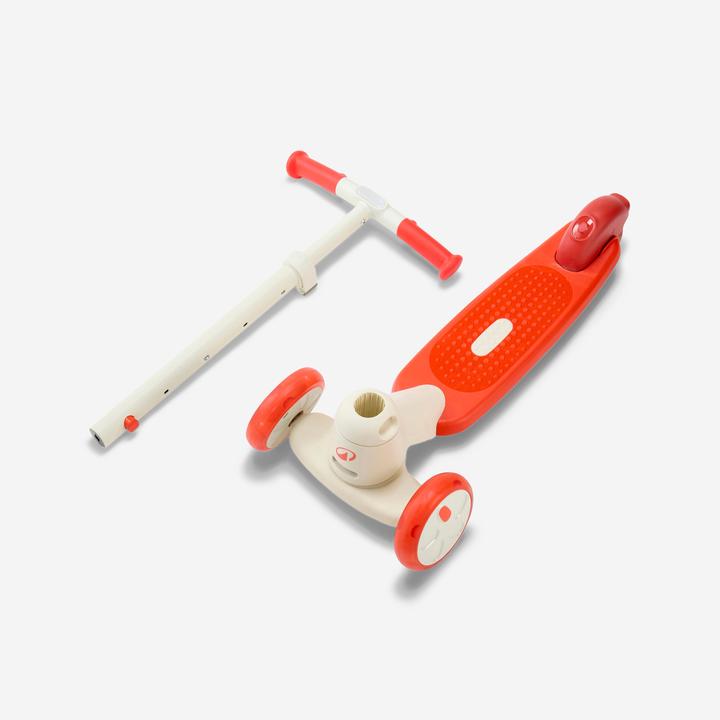 Oxelo B500 Kids' 3-Wheeled Scooter - Tomato