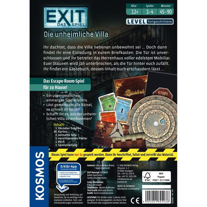Produktbild Kosmos Exit - Die unheimliche Villa (Deutsch)