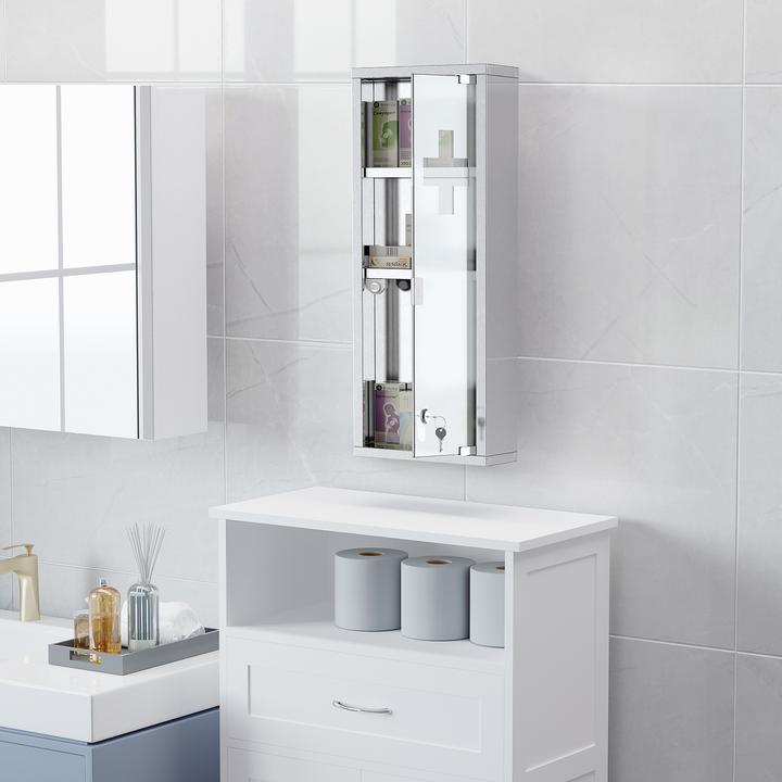 Actual product image Kleankin Medicine cabinet with lock (20 x 12 x 58 cm)