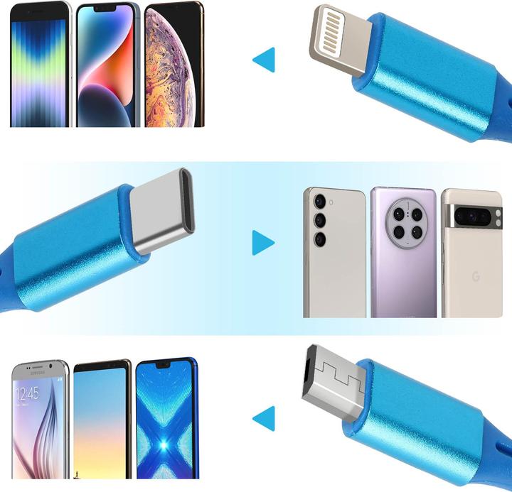 Actual product image LinQ IP-7893 3-in-1 cable (1 m, USB 3.1)