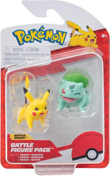 Actual product image Jazwares Pokémon Battle Figure First Partner Set Figures 2-pack Bulbasaur #2, Pikachu #1