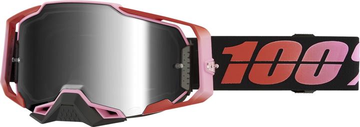 100% Goggle Armega Guerlin - Mirror Silver Lens (Red black, Silber)
