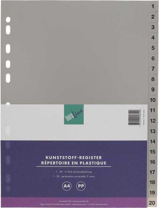 Produktbild BüroLine Register PP grau A4